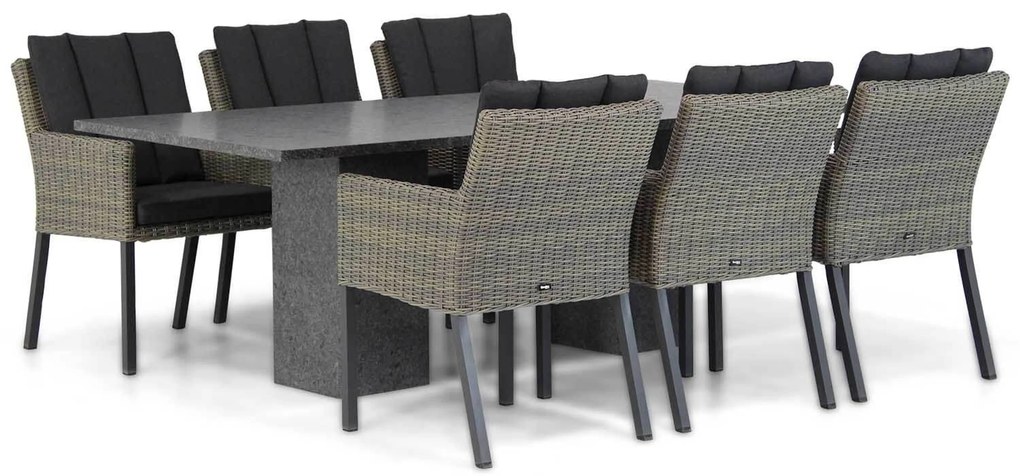 Tuinset 6 personen 220 cm Wicker Taupe Garden Collections Oxbow/Graniet