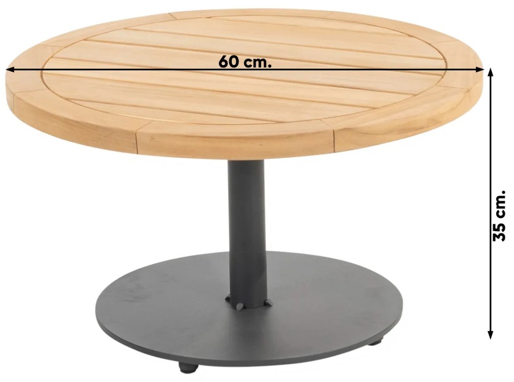 4 Seasons Volta koffietafel - teakhout/antraciet - Ø60 OP=OP