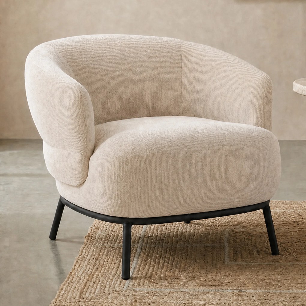 Zachte Fauteuil Taupe Met Ronde Rug