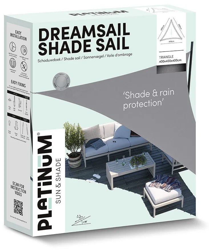 Platinum Dreamsail waterproof schaduwdoek driehoek 4x4x4 m - Cream