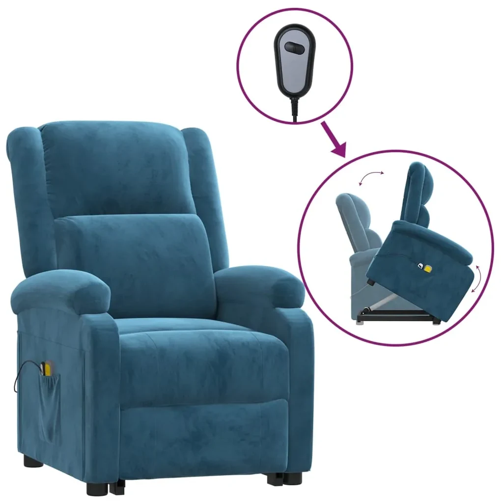 vidaXL Sta-op-massagestoel verstelbaar fluweel blauw