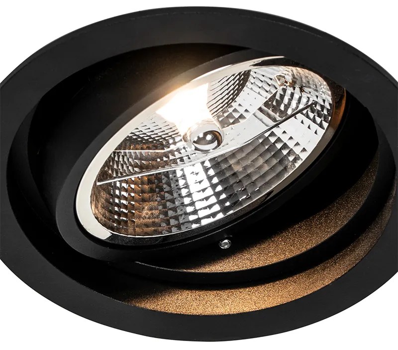 Set van 6 Ronde inbouwspot zwart verstelbaar - Chuck 111 GU10 Binnenverlichting Lamp