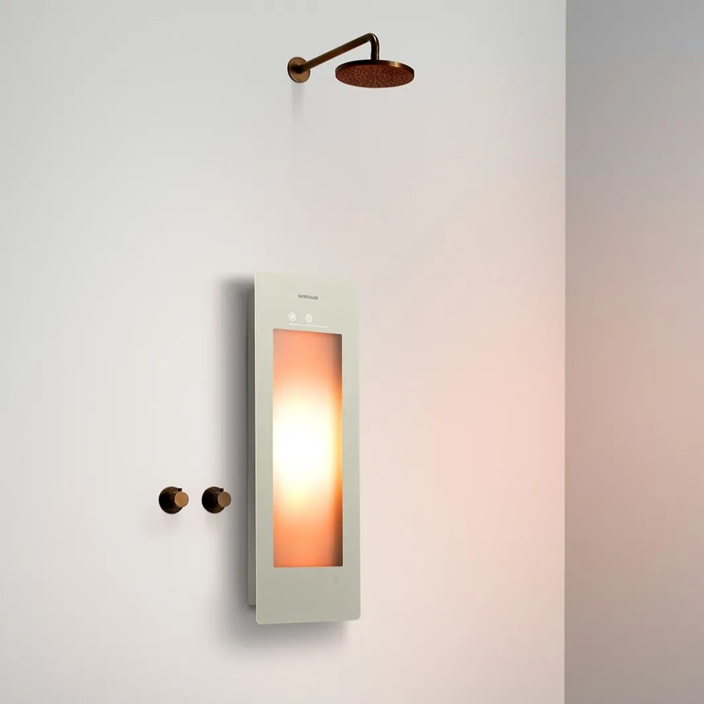 Sunshower Round Plus Small Sand White infraroodlamp en UV 33x95x10cm opbouw