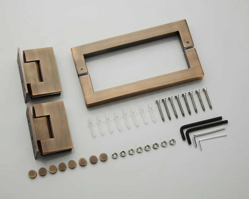 Saniclear Modern scharnieren + handvat voor douchedeur verouderd messing
