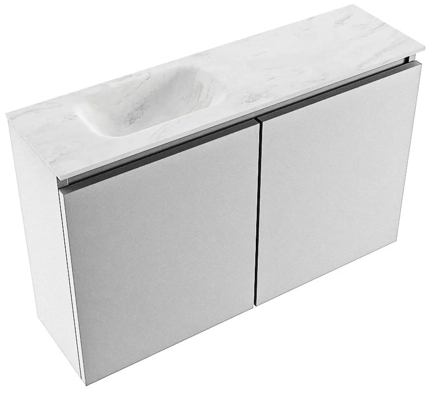 Mondiaz Ture DLux toiletmeubel 80cm plata met wastafel opalo links zonder kraangat