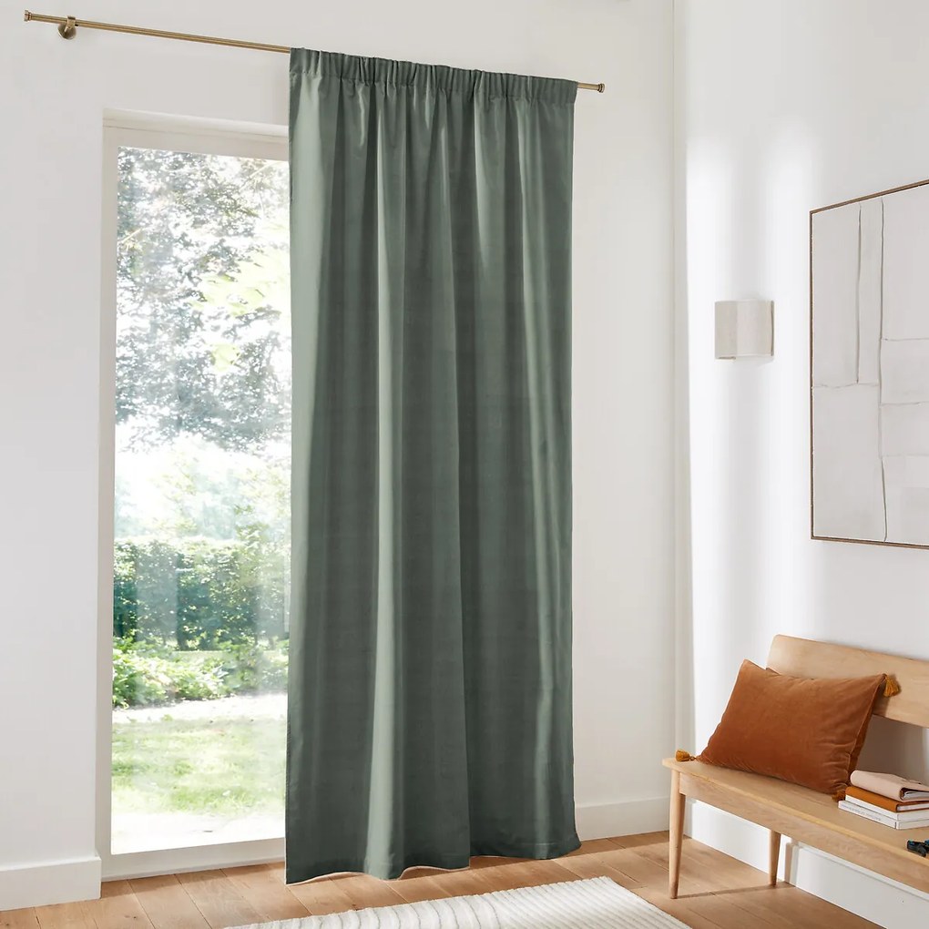 Fluwelen gordijn, met aangerimpelde bies en golf, VELVET