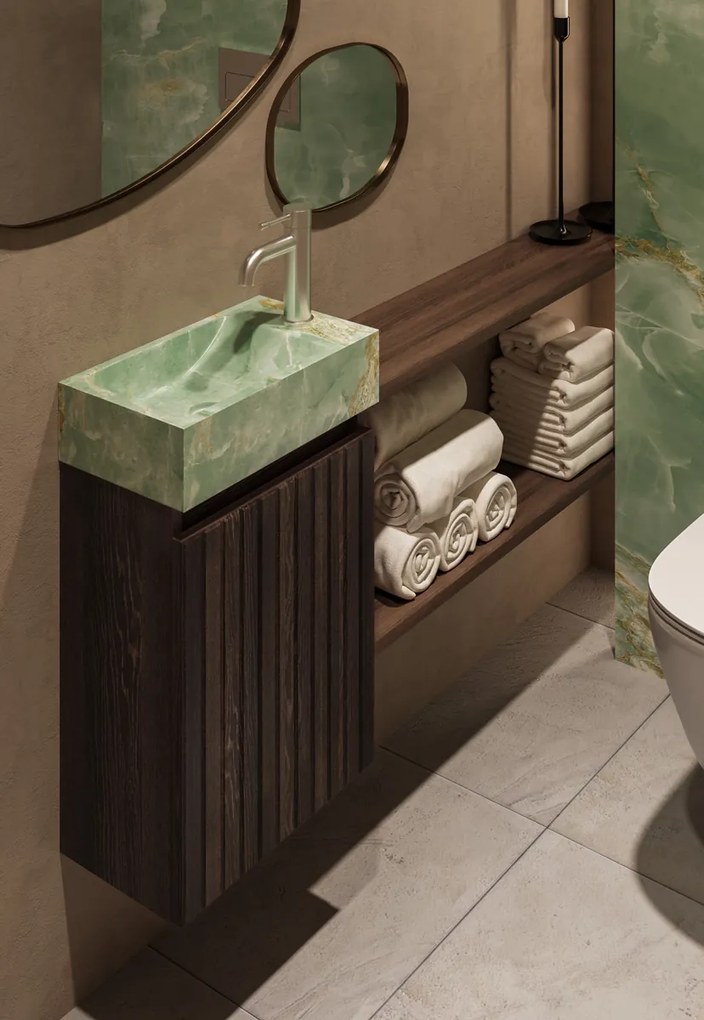 Fontana Green Onyx toiletmeubel met ribbelfront kasteel bruin