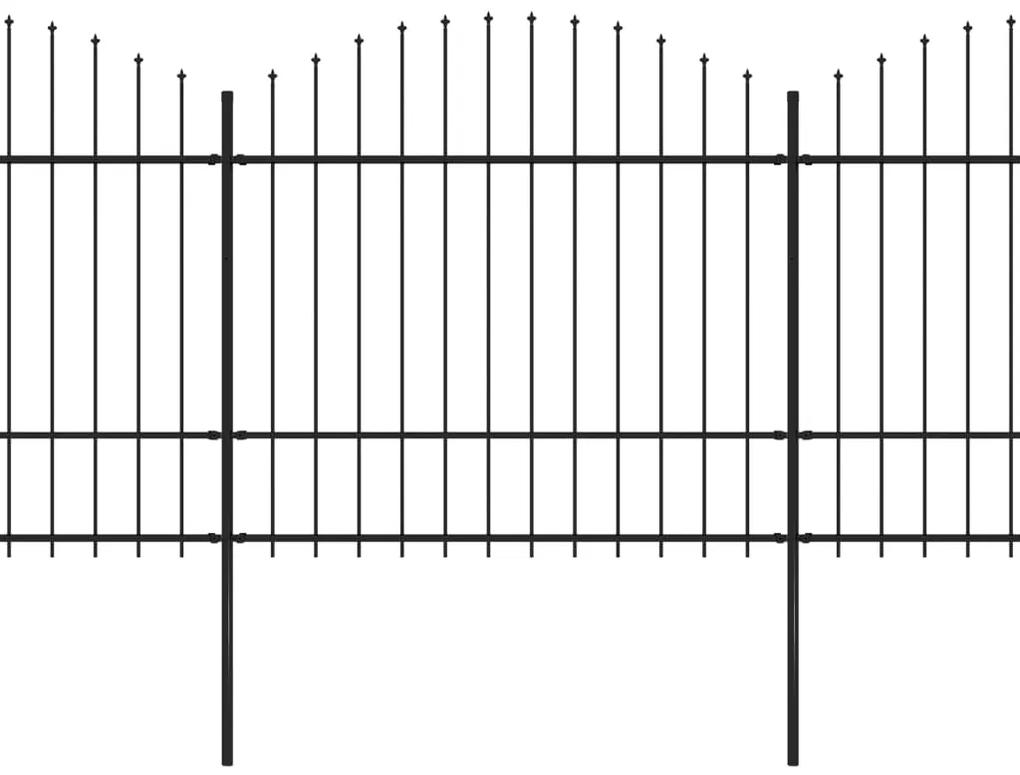 vidaXL Tuinhek met speren bovenkant (1,5-1,75)x13,6 m staal zwart