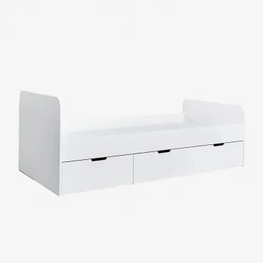 Bed Voor Matras 90x190 Cm Met 3 Lades In Mdf Janete Wit & Bed Met Opbergruimte & 90 X 190 Cm - Sklum