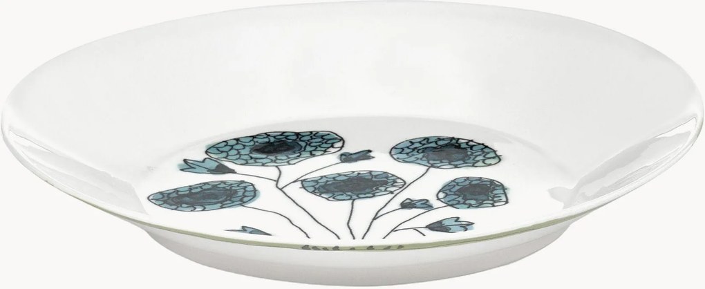 Fine Bone China diepe borden Midnight Flowers, 2-delig