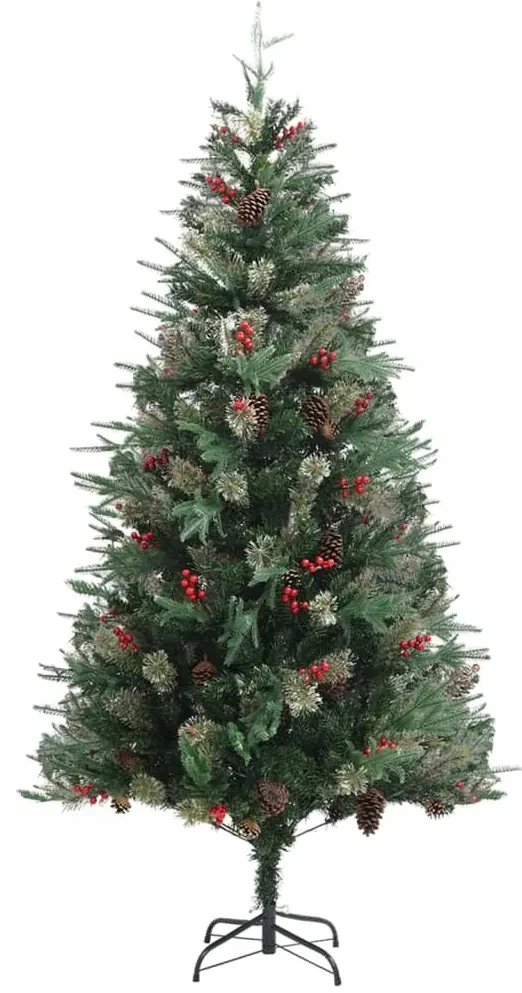vidaXL Kerstboom met dennenappels 225 cm PVC en PE groen