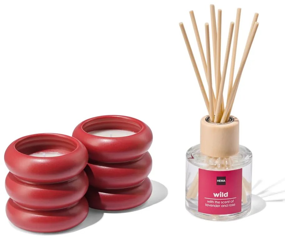 HEMA Geurkaarsen En -stokjes Cadeauset Wild (donkerrood)