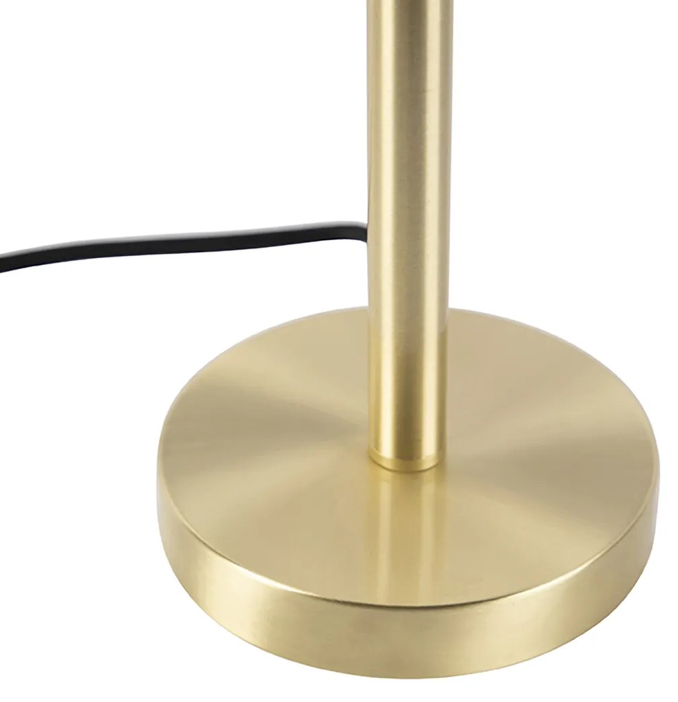 Klassieke tafellamp messing met kap lichtgrijs 35 cm - Simplo