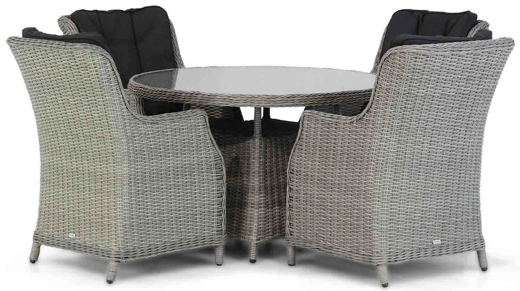 Tuinset Rond 4 personen 120 cm Wicker Grijs  Garden Collections Buckingham/Buckingham