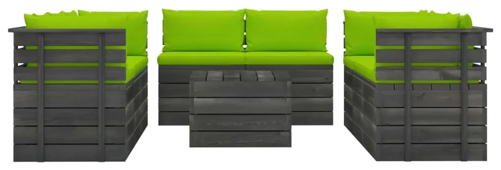 vidaXL 9-delige Loungeset met kussens pallet massief grenenhout