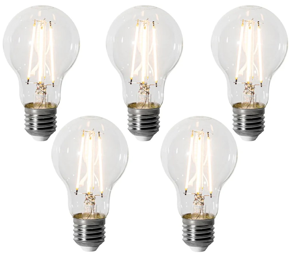 Set van 5 E27 dimbare LED lampen A60 6W 700 lm 2200K