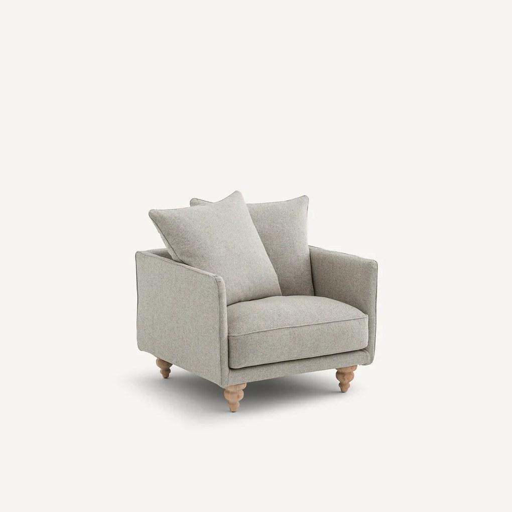 Fauteuil in structuurviscose en linnen, LAZARE