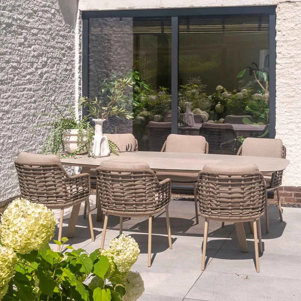 Taste by 4 Seasons Puglia tuinset 7-delig - Manolo tuintafel 240x103 cm - printed ceramic latte