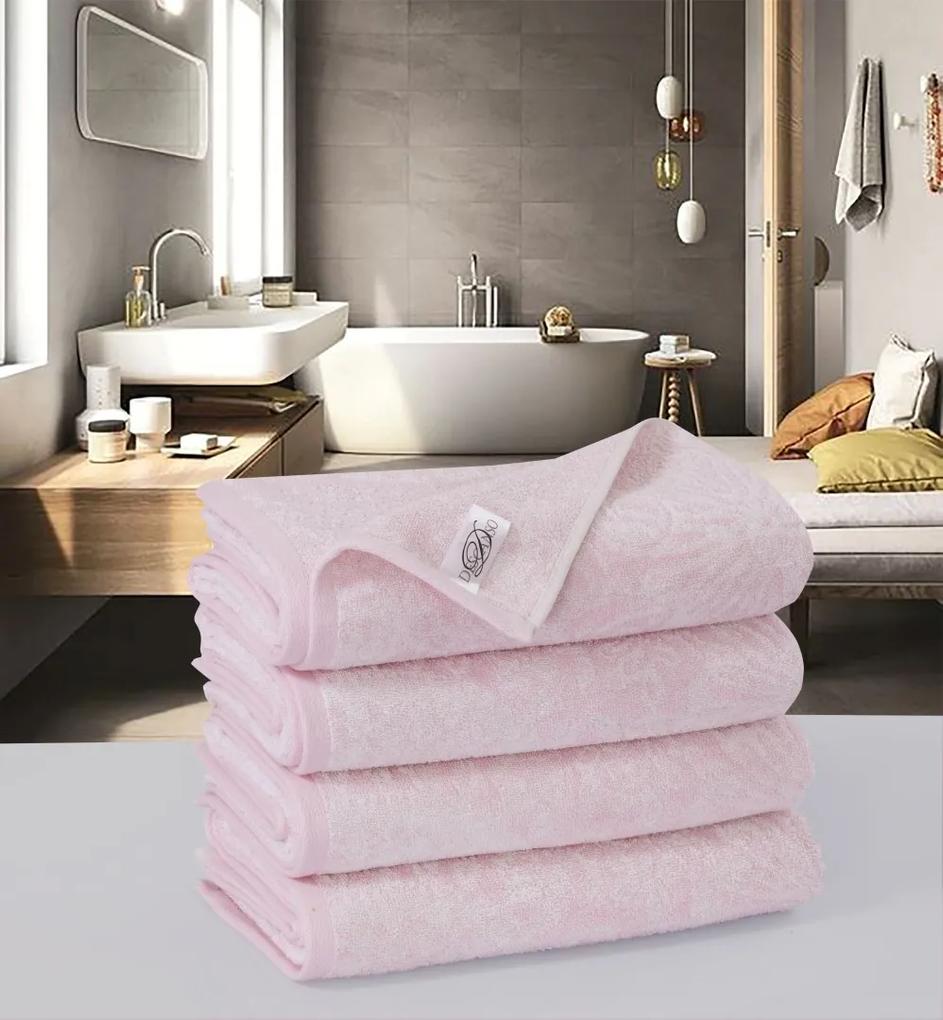 Jacquard handdoeken - 50 X 100 cm (4 pack) - licht roze (1002)
