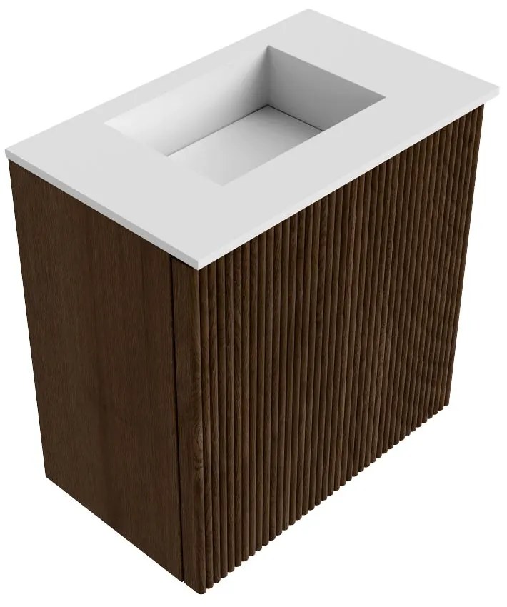 Mondiaz Joya 40cm toiletmeubel walnut met wastafel faye midden zonder kraangat talc