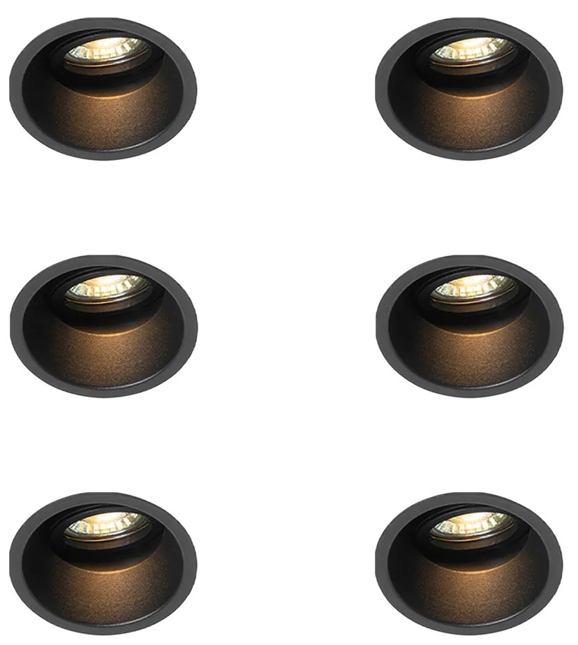 Set van 6 Moderne inbouwspots zwart draai- en kantelbaar - Alloy GU10 Binnenverlichting Lamp