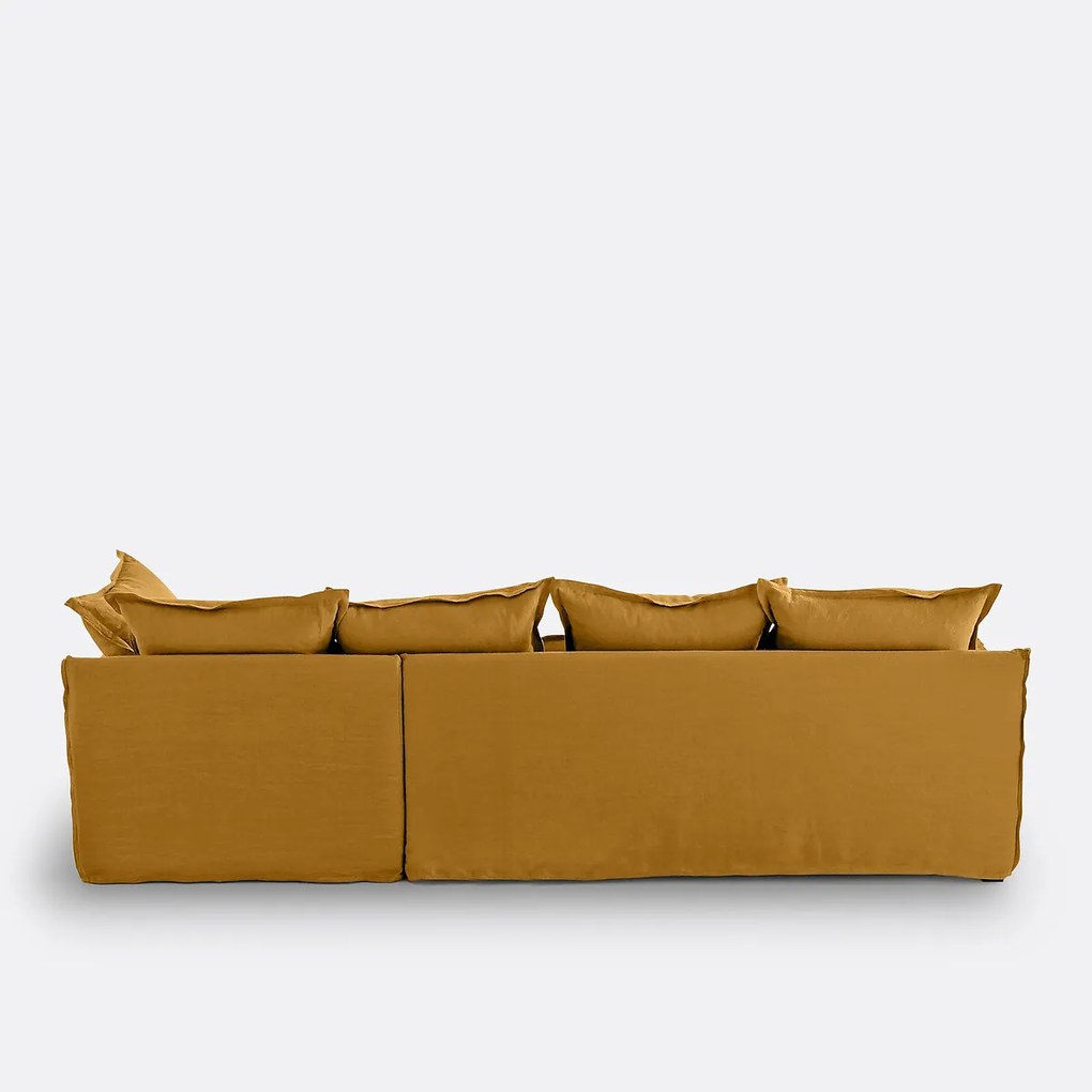 4-zits hoekbank met afneembare hoezen, omvormbaar, in gekreukt linnen, Odna