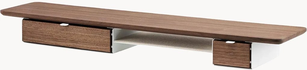 Handgemaakte monitorstandaard Pro van walnoothout met 2 lades