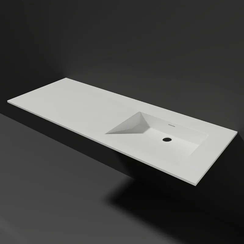 Lambini Designs Flora solid surface wastafel 120cm rechts zonder kraangat wit mat