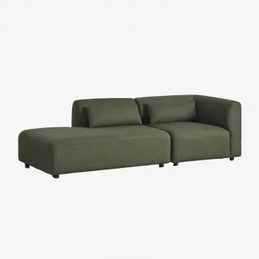 2-delige Modulaire Hoekbank Met Linker Divan Fogler Teddystof Saliegroen - Sklum