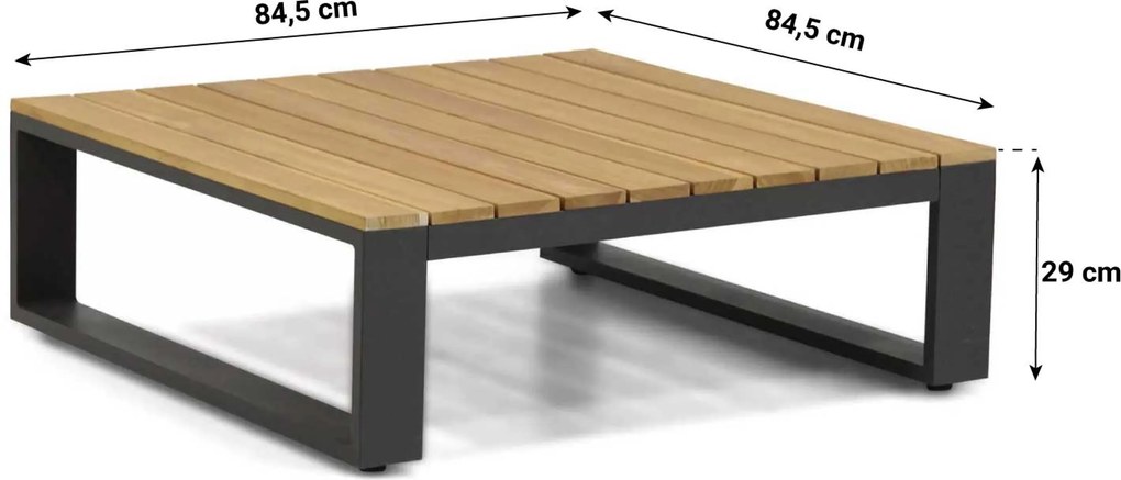Hoek loungeset 5 personen Aluminium/Outdoor textiel/Aluminium/teak Grijs  Lifestyle Garden Furniture Club