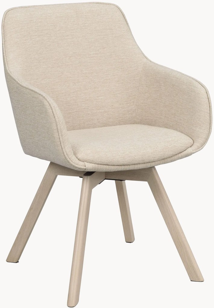 Gestoffeerde draaistoelen Alison met eikenhouten poten, set van 2