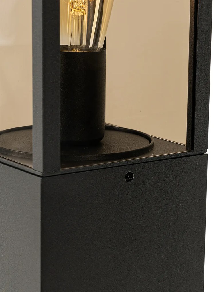 Buitenlamp zwart met smoke glas met grondpin en kabelmof 80cm IP44 - Charlois Industriele / Industrie / Industrial, Modern E27 IP44 Buitenverlichting
