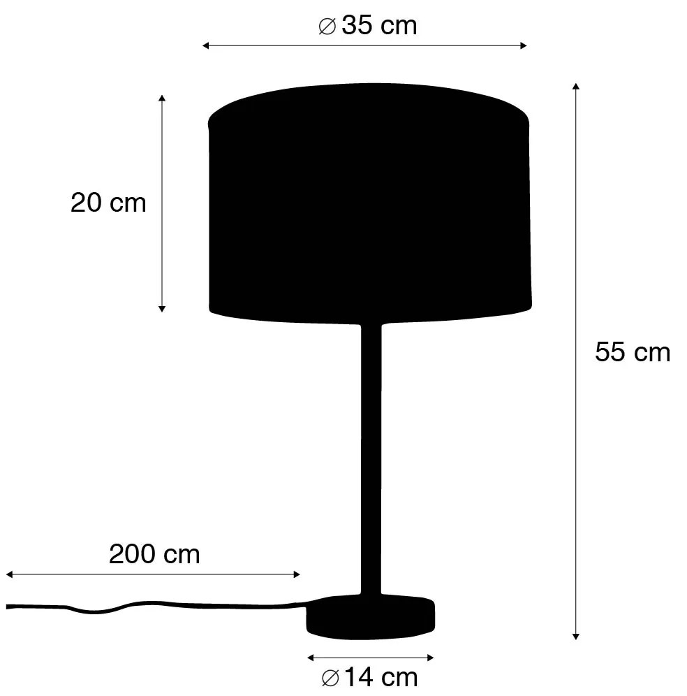 Moderne tafellamp zwart met linnen kap lichtgrijs 35 cm - Simplo