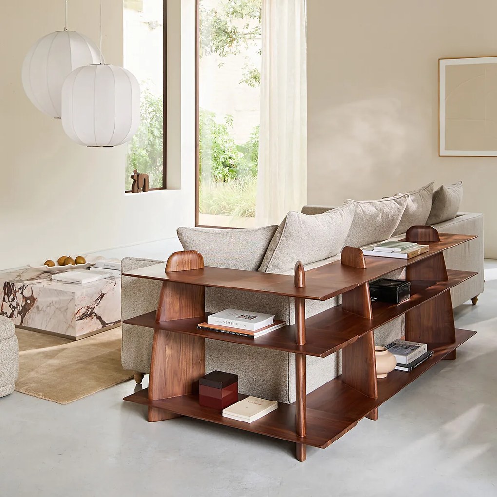 Lage boekenkast in massief notenhout, klein model, ILOSS