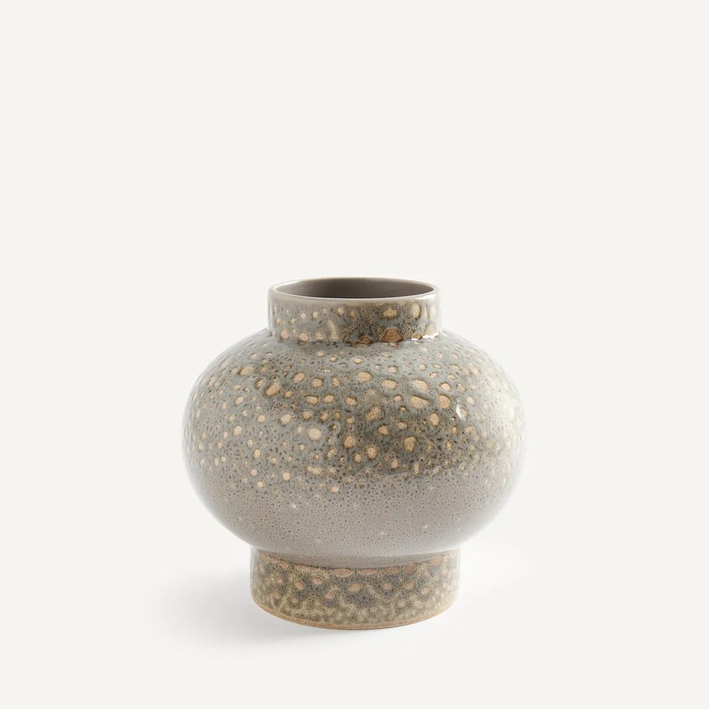 Ronde vaas van gevlekt geglazuurd keramiek, hoogte 18,5 cm, LECCIA
