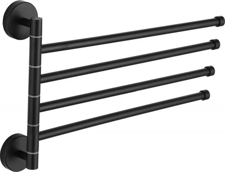 Mexen viervoudige draaibare handdoekhouder, zwart - 7039244-70