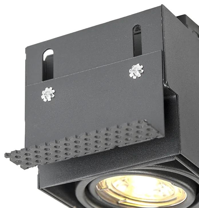 Set van 6 inbouwspots zwart GU10 kantelbaar trimless - Oneon Modern GU10 vierkant Binnenverlichting Lamp