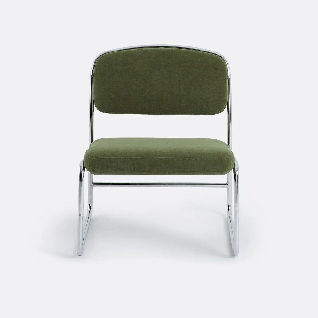 Fauteuil van chroom en stof, Celestina