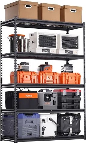 VEVOR Opslagstelling, 1361 kg, 5-laags zware garagestelling, 508 x 1219,2 x 1828,8 mm, verstelbare stelling, kelderstelling, industriële stelling, multifunctionele stelling, voor keuken, magazijn, kelder, zwart