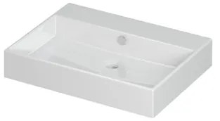 INK Unlimited wastafel - 60x45x11cm - 1 wasbak - 0 kraangaten - porselein wit glans 0202001