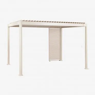Bioclimatische Aluminiumpergola Met Lamellen En Druvia-paneel Tapioca Beige & Pergola Van 3x4 M Met 1 Paneel Van 92,5 Cm - Sklum