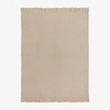 Chenille Tirset Geruite Deken Beige – Linnen - Sklum
