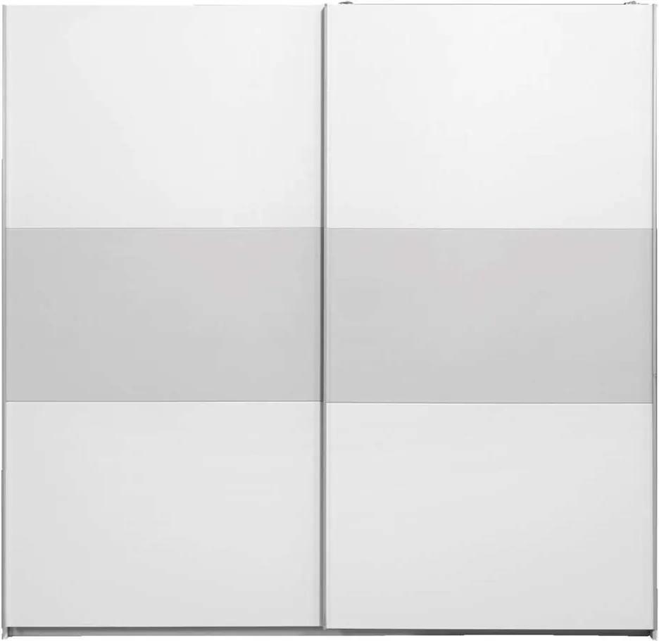 Schuifdeurkast Napoli - wit/grijs - 210x215x60 cm - Leen Bakker