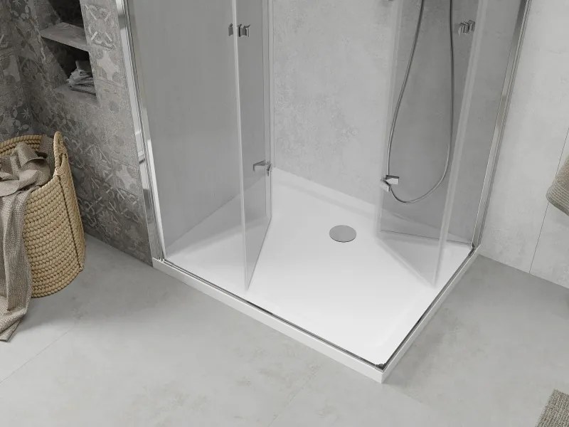 Mexen Lima Duo inklapbare douchecabine 80 x 70 cm, transparant, chroom + Flat douchebak - 856-080-070-01-02-4010