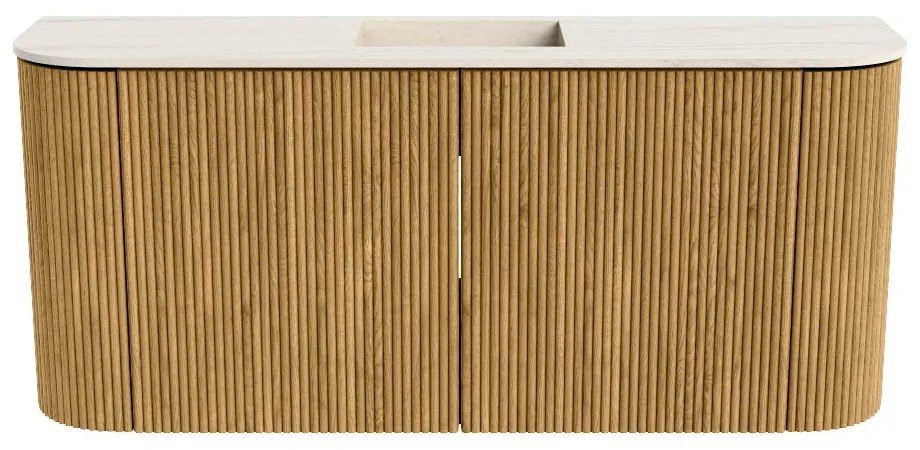 Mondiaz Joya DLux 95cm toiletmeubel ronding links/rechts oak met wastafel faye midden zonder kraangat meli
