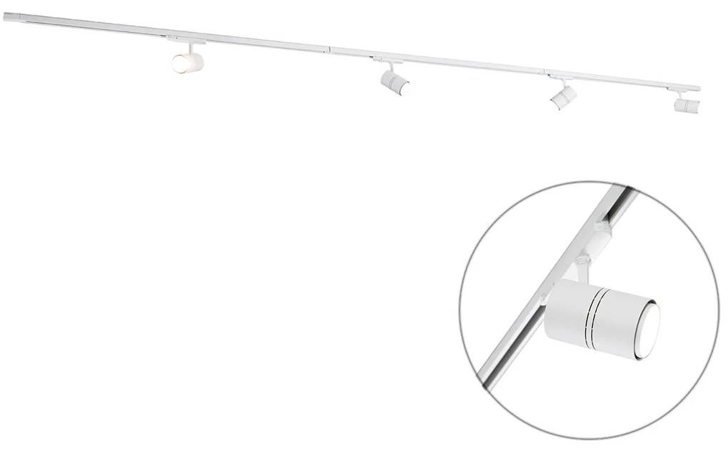 LED Modern 3-fase railsysteem met 4 Spot / Opbouwspot / Plafondspots wit - Iconic Ruler Modern Binnenverlichting Lamp