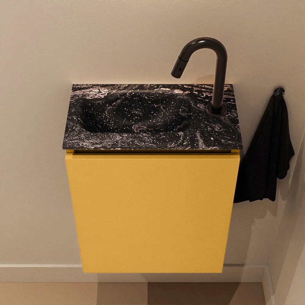 Mondiaz Ture DLux toiletmeubel 40cm ocher met wastafel lava links met kraangat