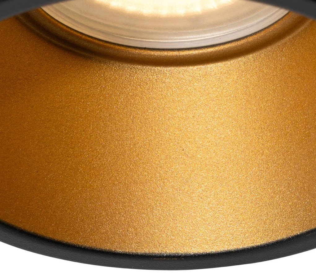 Buitenlamp Set van 6 Moderne inbouwspots zwart met goud GU10 50mm IP44 - Dept Modern GU10 IP44 Buitenverlichting rond Lamp