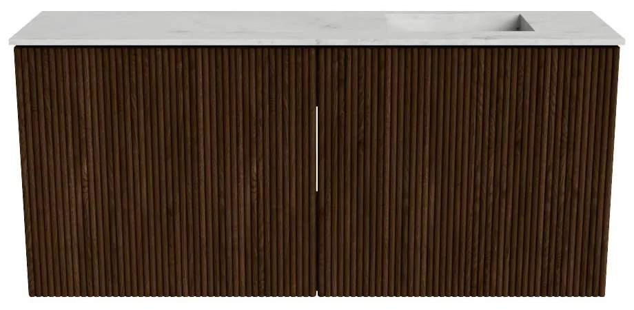 Mondiaz Joya DLux 90cm toiletmeubel walnut met wastafel faye rechts zonder kraangat opalo