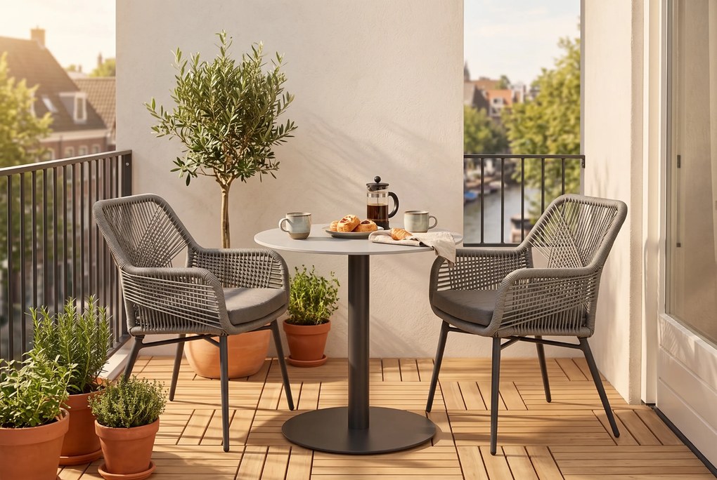 Bistroset 2 personen 70 cm Aluminium/wicker Grijs Lifestyle Garden Furniture Advance/Como